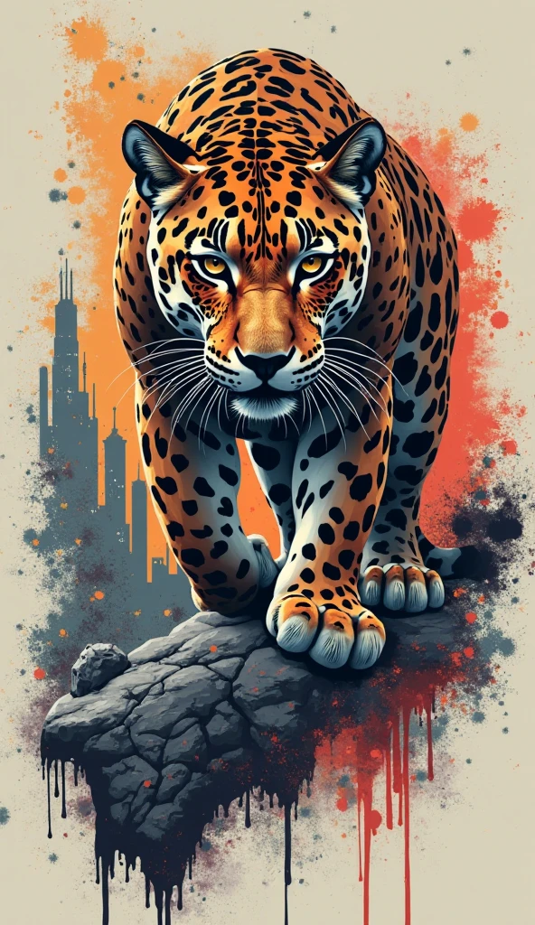 I want a jaguar to print on an urban clothing brand that will mix plain with urban art, Will it be an oversized shirt initially, Give me 10 different ideas