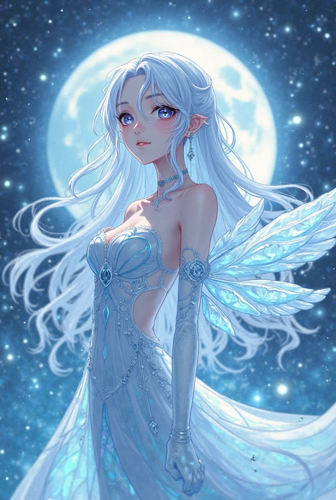 8K resolution，best quality，Super clear details，Ice Queen:1.3，snowflake，skirt，goth style，white hair，epic work，Fairy temperament，untidy，masterpiece，Moderate，，soft
