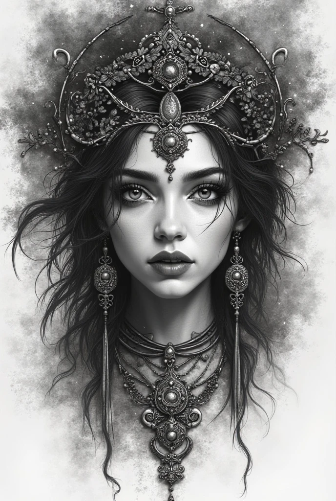 (melhor qualidade,Altas,ultra-detalhado),Dark and mysterious girl with black eyes and symbolic Gothic clothes,arame farpado cobrindo seu corpo,Cabelo castanho longo escuro,fios cinzentos nas extremidades,Retratos,foco nítido,profissional,Bokeh,dramatic lighting,paleta de cores escura e mal-humorada
