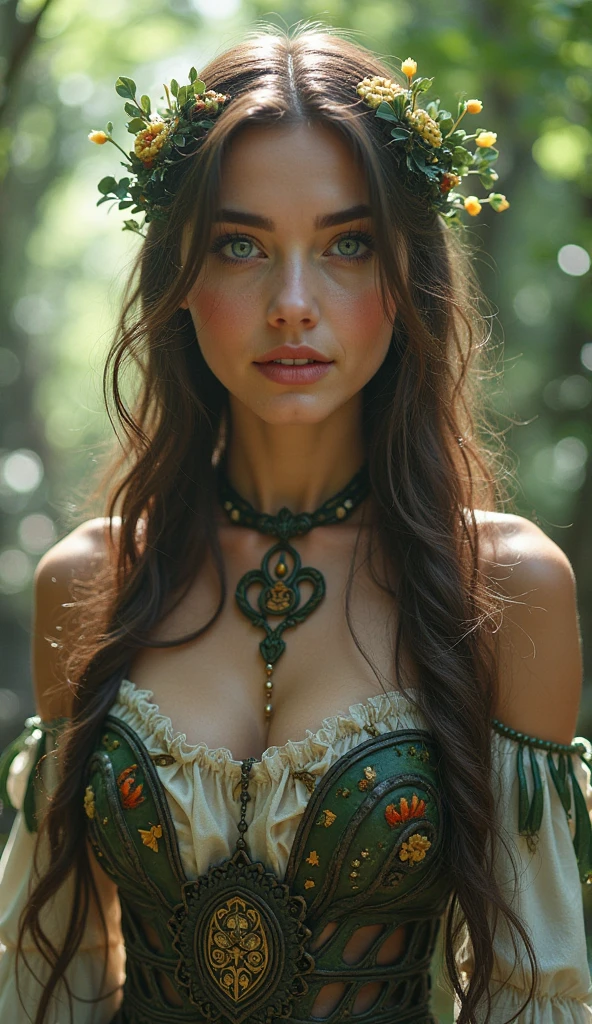 (close up headshot), Masterpiece, best quality, ((medieval)), (inside a flowering forest), moonlight, BREAK
((clothes made out of leaves)), flower crown, ((druid)), (fantasy), vines, flowers, ((wearing only leaves, vines, and flowers)), BREAK
colorful leaves and flowers growing from hair, dungeons and dragons, BREAK
long hair, (straight hair), pale skin, fair skin, white skin, large breasts, BREAK
<lyco:GoodHands-beta2:1.0> , <lora:PerfectFullBreasts-fCV3.5:1.0>, <lora:more_details:0.8> <lora:Carly:1>