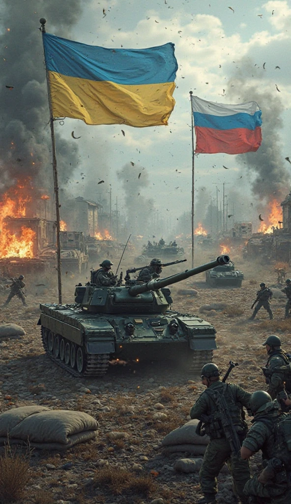 Burning earth,Burning tanks,chariot,Planes in the sky,Smoke billowed out,Dimly lit sky,((the fire)),karo,cannon fire,Ruined streets,(illustratio:1.0)、Epic composition、Realistic lighting、high definition detail、tmasterpiece、Best quality,(非常详细的 CG 统一 8k 壁纸)