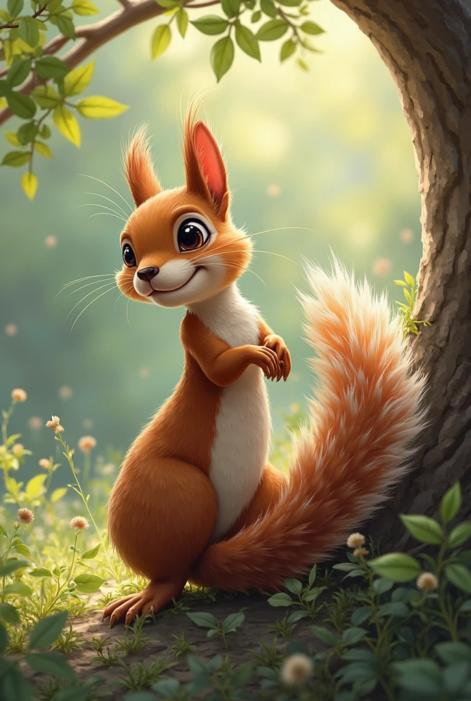 Realistic illustration of a squirrel turning its back on me 