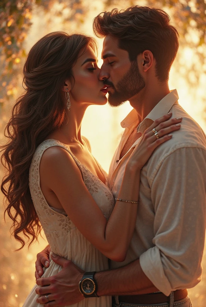 a couple kissing