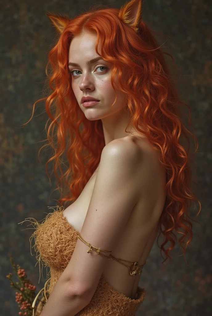 arafed woman with long red hair and a collar, boticelli, sandro botticelli style, botticelli, in a style blend of botticelli, birth of venus, aphrodite goddess of love, the birth of venus, botticelli style, in style of sandro botticelli, inspired by Sandro Botticelli