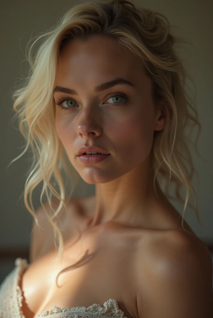 sexy blonde girl with no clothes and cum on face and tits