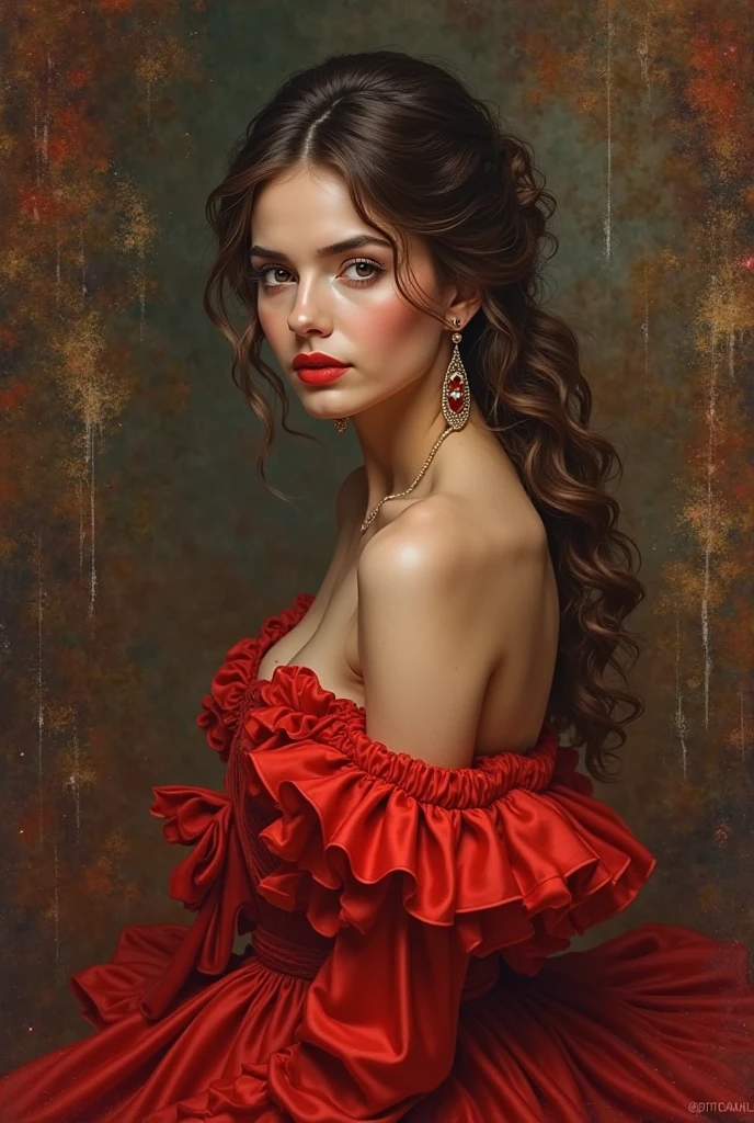 ((((collage art)))). masterpiece, best quality, magazine clippings. portrait of Russian sexy chubby woman, very beautiful fragile Russian, huge breast. she has long wavy hair, she is wearing mahogany vintage dress. mix of old russian newspapers clippings on background