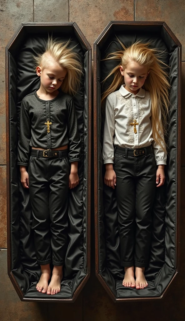 BLONDE HAIR KIDS MAN CABELO LONGO METAL HAIR , Gothic cross, cruz, CROSSES WITH LIT CANDLES in hand.