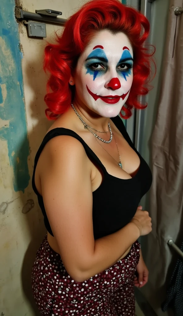 (best high quality:1.5), obra de arte, (8k), extremely detailed, (High details:1.4), Solo, 24 year old female, (clown sexy cosplay), ((medium distance photo)),