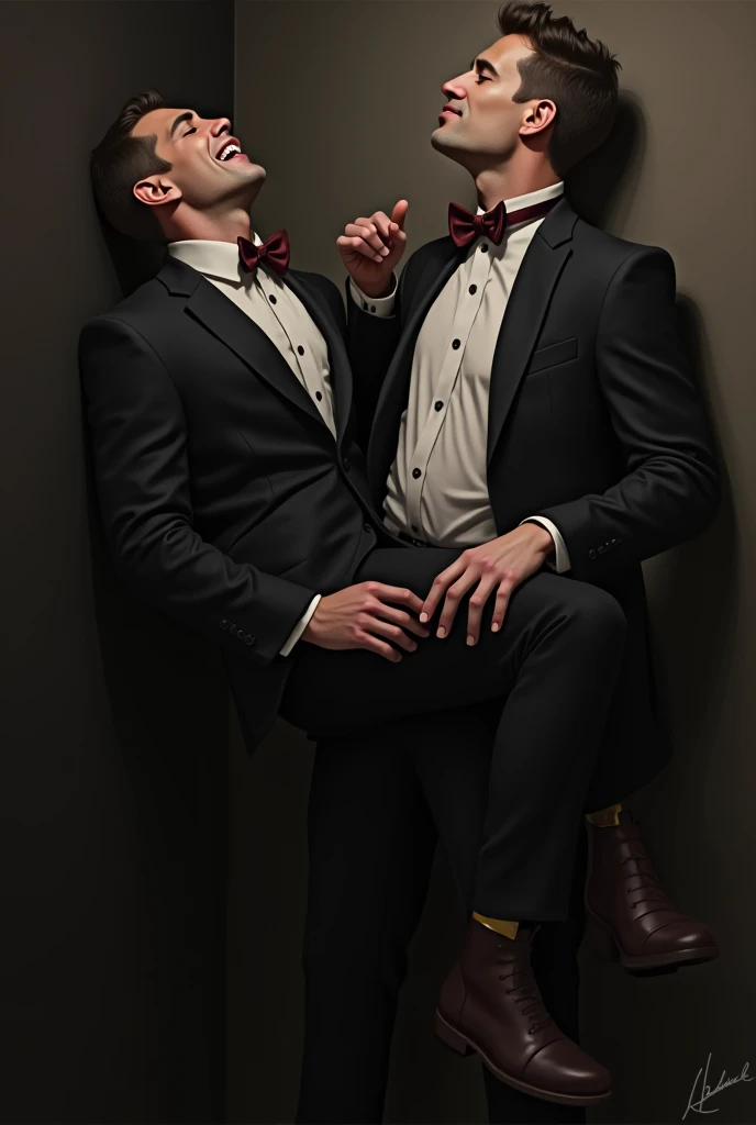 East Asian short hair dad transparent tight suit black leather shoes long legs business short black socks black stockings full body fitness stroking big black cock masturbation hard muscle beard masculine office sexy abdominal muscles mutual kissing