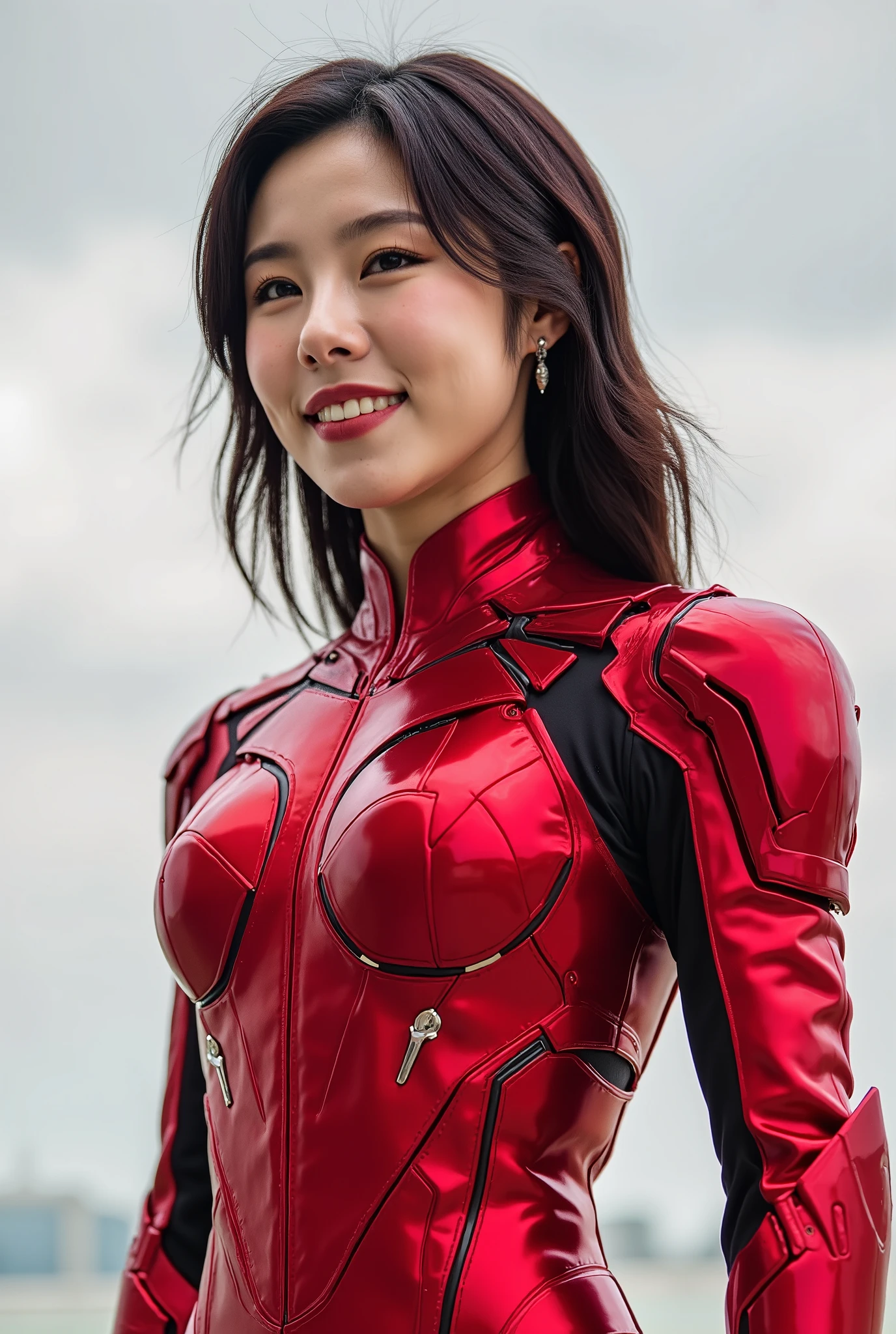 Sexy female ultraman、Large Breasts、Silver body with red lines