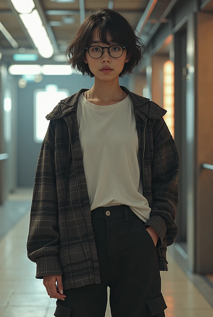 ((smallunderboob,Tomboyish,small heads)), (Well-defined abs: 1.1), (perfect bodies: 1.1), (short-length straighthair: 1.2), Black hair,Wearing glasses， fully body photo, Wearing a gray vest，doctor outfit，（long white coat：1.2），Beige long skirt slit skirt，（极其细致的CG 8k壁纸），（Extremely refined and beautiful），（tmasterpiece），（best qualtiy：1.0），（超A high resolution：1.0），beautiful light up，Perfect lightning，realistic shaded，[A high resolution]，Delicate skin，ultra - detailed (((Colorful)))，in hospital，in a office