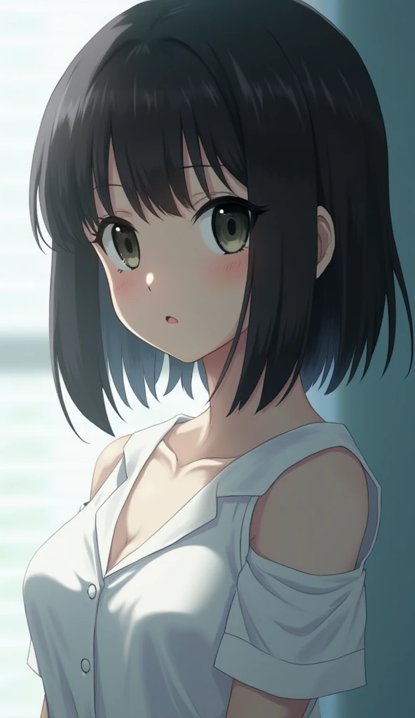 (masterpiece), (best quality), (ultra-detailed), very aesthetic, illustration, perfect composition, intricate details, absurdres, detailed face, (intricate),1girl, (kirigaya suguha, sword art online, green eyes, black hair, medium breasts, solo), (shy, blash,embarrassing), (narrowed eyes), (glowing eyes:1.2), nipple, pussy , sit, glare, bathroom, looking away, wet, perfect face, extremely detailed anime illustration,, enhanced details,cowboy shot,perfect anatomy,smooth skin, (photo background), cristal clear eyes, beautiful face,(anime style:1.5), (highres),