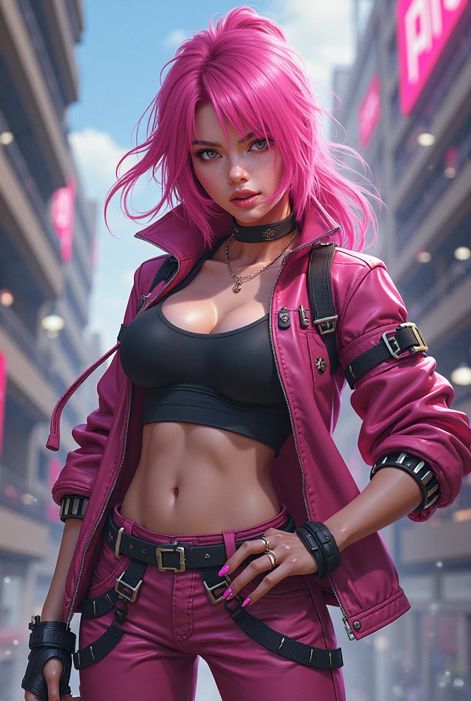 (masterpiece), (best quality), realistic, cinematic light, 16yo girl, (1 girl), solo, Sakura Haruno, cool pose, battlefield background, perfect body, green eyes, pink hair