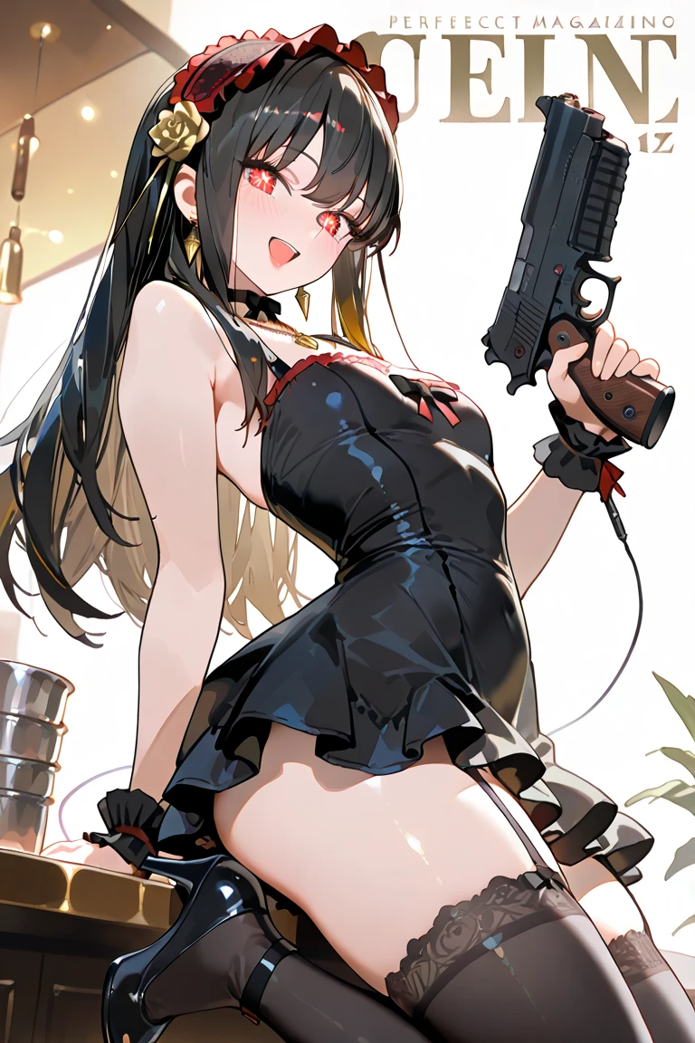 (solo:2, 15 yo, blunt bangs:1.3 balck hair long hair sexy girl, sexy closed eyes, glossy lips, blushing and love smile, dynamic gun shooting pose), (in a very sexy:1.3 micro Bikini swimsuit), break, in the castle Dressing room, BREAK, perfect anatomy, masterpiece, best quality, 16k, beautiful detailed grow, daydreaming expression.