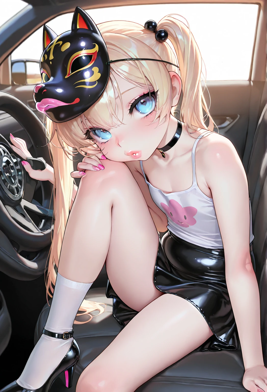 (:1.38),(14 Y8),(young Woman:1.66),(young Age:1.78),(Masterpiece:1.21),(FHD),(16K),(Top Quality:1.24),(Super Resolution),(Super Illustration),(Best Shadow),(High Quality),(Super Detail:1.15), Elaborate,1 Woman, Japanese girl,(Small Round Face:1,69),(small breasts:1.53),(low ponytail:1.43),(short hair:1.12),(downturned eyes:1.76),((in car:1.8)),(Boxcar, rear seat:1.55),(looking Viewer:1.42),(on back:1.32),(spread legs:1.61),(Rubber Suit),(Enameled boned long sexy gloves:1.3),(Vagina:1.38),(pubic hair:1.37),(dynamic angle:1.76),((Midnight Scene:1.66)),(shy:1.48),(sad:1.68),(sweat:1.27),(blush:1.35),(pussy juice:1.22),((masturbation:1.63)),(Dildo:1.5),