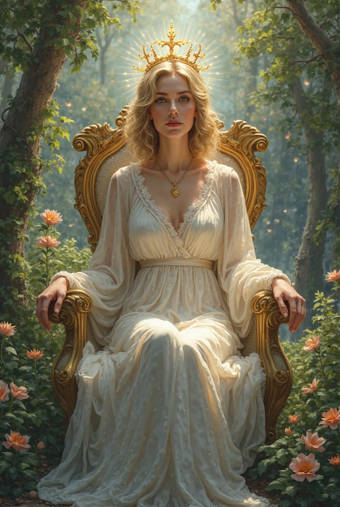 Greek godess aphrodite god of beauty and love sit on a throne