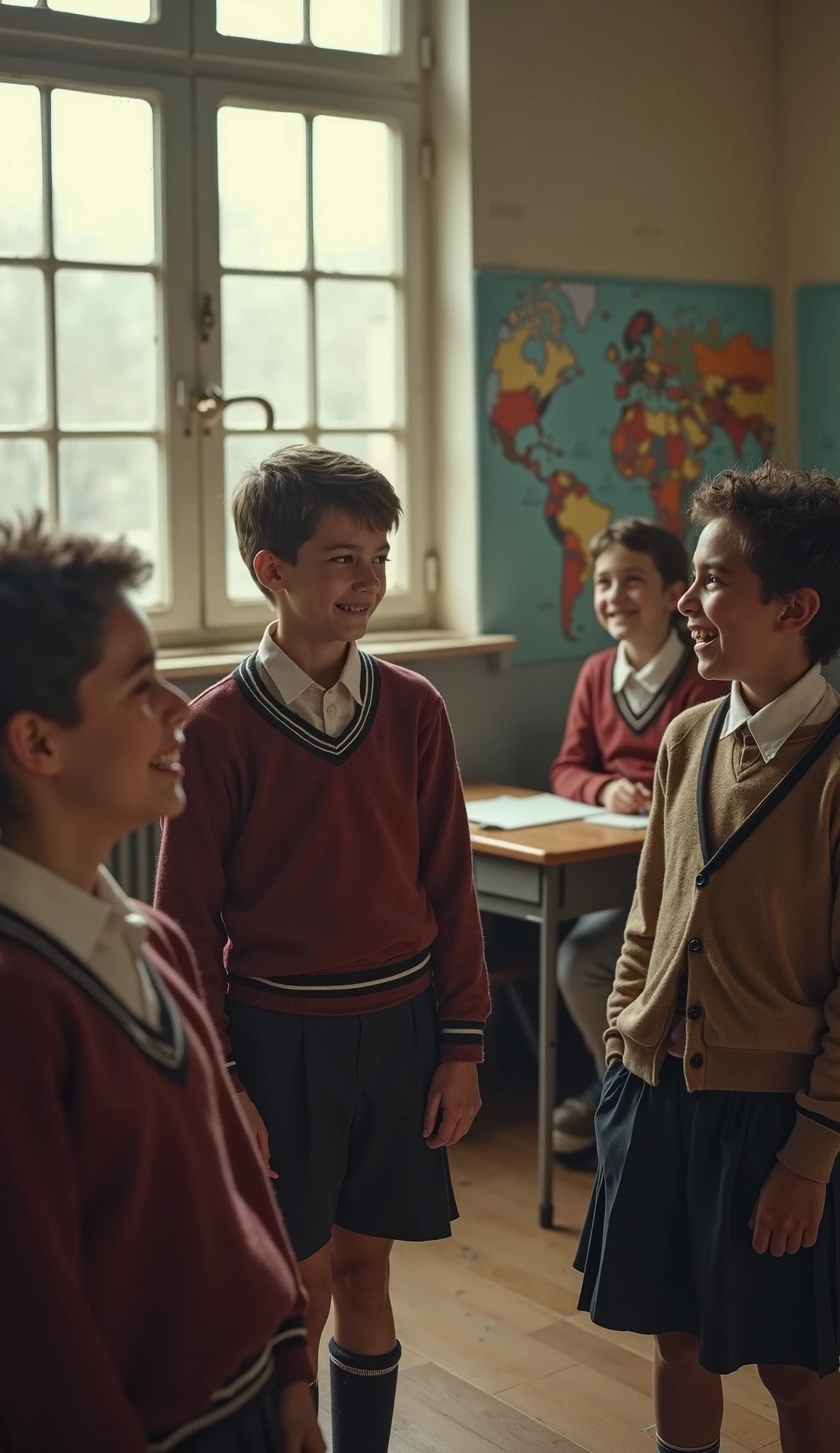 Boys wearing girls uniform at school