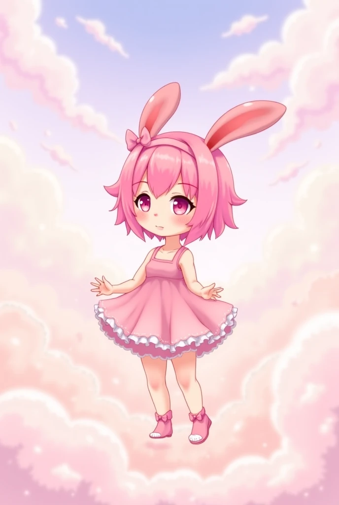 (((masterpiece)))(((Highest quality)))(((8K)))(((4K)))One Little Girl、10 years old、(Straight Hair)、Straight Ponytail、voluminous ponytail(Pink Hair)(((Pink high ponytail)))、Ribbon on head、Crossed bangs、Light purple eyes、(((Squint your eyes)))、((Smile with your mouth closed))、(((Cute Mini Dresses)))、Small breasts, from behind、turn around、From the waist up、Anime Style