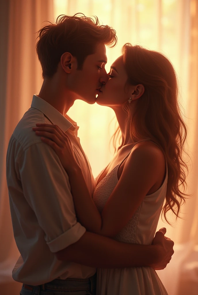 Two gay people kissing