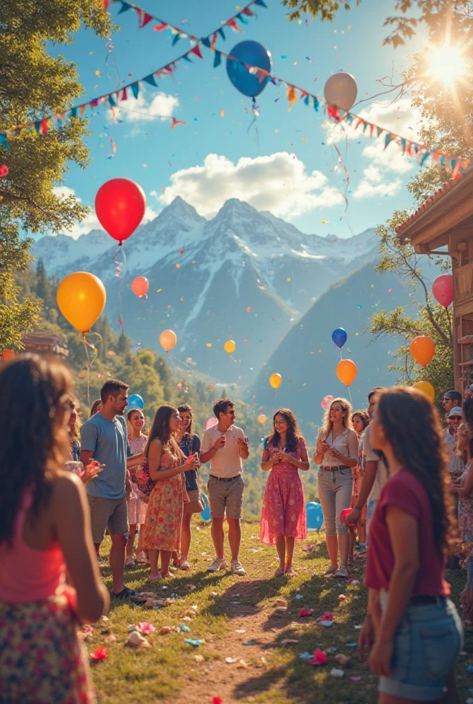 Create a birthday party in the Swiss alpis. --auto --s2