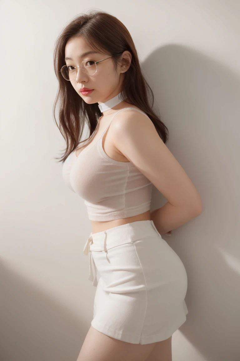 ((Realistic lighting, Best quality, 8K, Masterpiece: 1.3)), Focus: 1.2, 1girl, Perfect beauty: 1.4, Slim Abs: 1.1, ((wavy red hair, big breasts: 1.3)), (black chocker,Transparent button up white tight office shirt : 1.5, Black open crotch socks: 1), (Outdoor, night: 1.2), thin eyes, Double eyelids, (lying on bed: 1.4), facing the camera, legs open, (full body: 1)