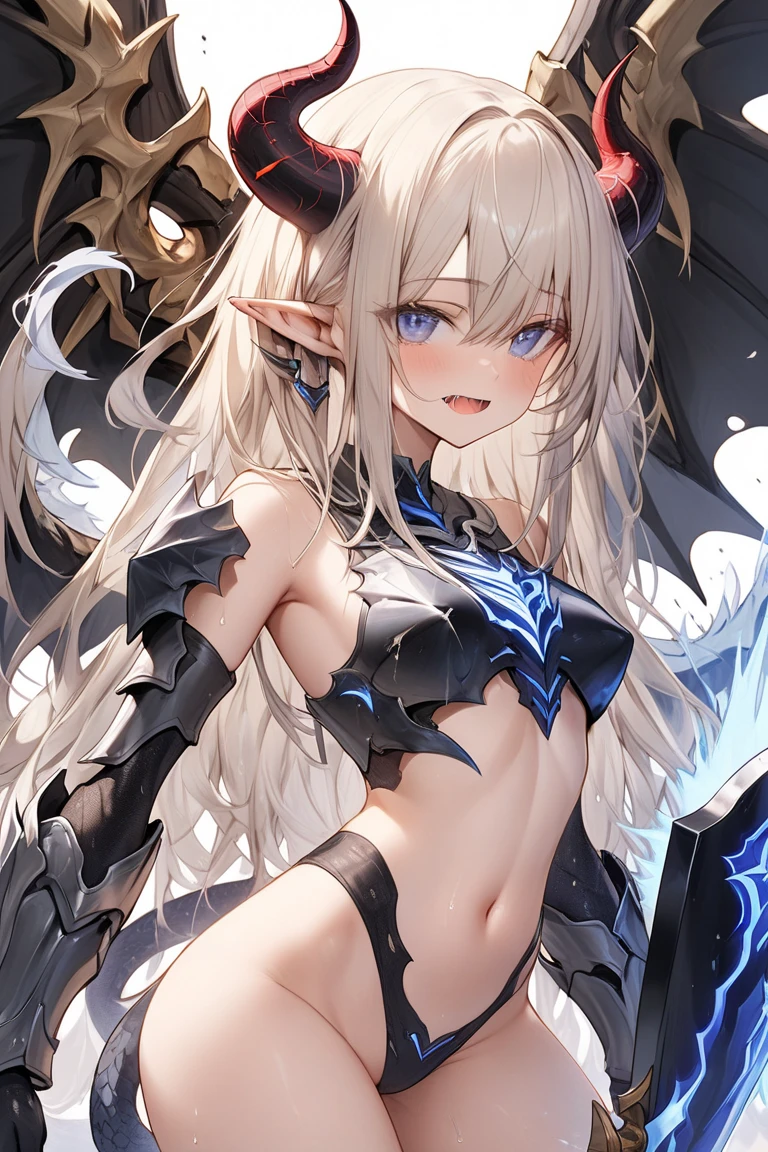 shuang zi,1girl,solo,armor,heterochromia,pauldrons,colored skin,shoulder armor,looking at viewer,navel,breastplate,breasts,pointy ears,bikini armor,parted lips,midriff,<lora:shuang zi_çç°åå:0.8>,beautiful detailed glow,STANCE,(posing sketch),(monochrome),genshin impact,arms behind back,, (masterpiece), (best quality), HDR, intricate detail,
