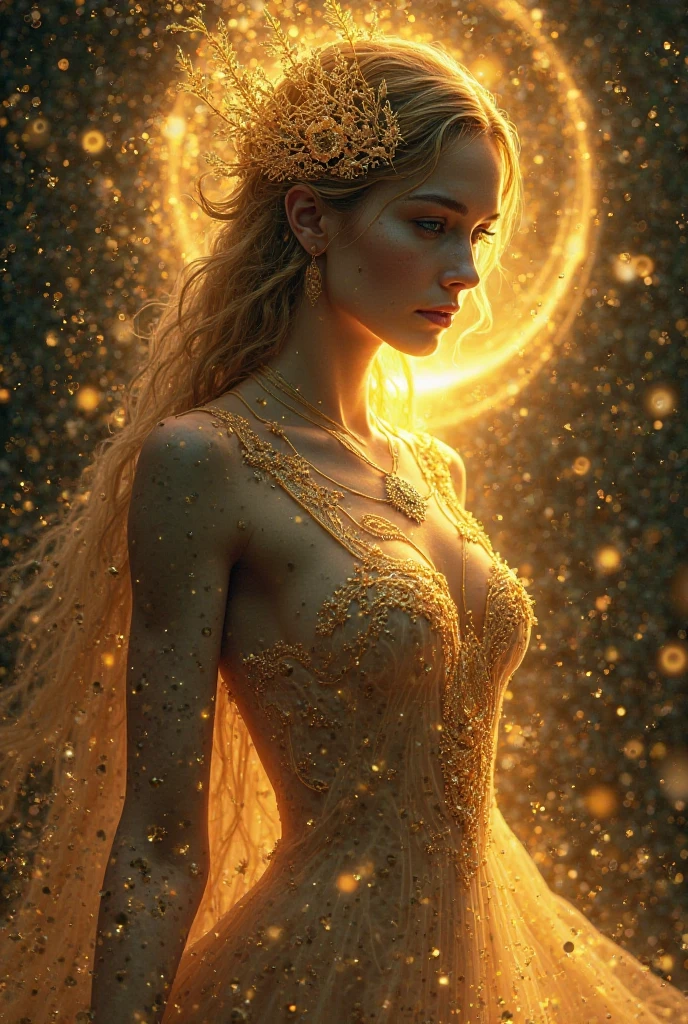 A beautiful  named Himanshu who is of golden colors and has small and big star and diamonds around her.