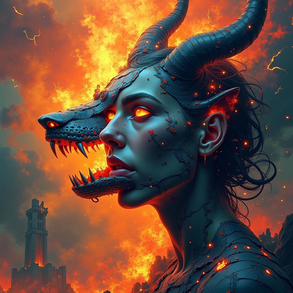(Best quality,A high resolution:1.2),(Dark,menacing:1.1),(sinister:1.1),(Devil,satan,Lucifer:1.1),(The demons:1.1),(Ominous,Foreboding:1.1),(Powerful figure:1.1),(Red glowing eyes,Sharp teeth:1.1),(Black wings,Thick,Tattered:1.1),(Hell landscape:1.1),(Fire,brimstone:1.1),(Threatening atmosphere:1.1),(Dark shadows,Menacing presence:1.1),(Ominous clouds,Stormy sky:1.1),(Gloomy,Unforgettable mood:1.1),(Ominous aura,evil energy:1.1),(Dark aura,Smoke:1.1),(intense heat,fiery flames:1.1),(Surreal,Nightmarish vision:1.1),(Prophecy of the book of Revelation:1.1),(Twisted horns,Blazing Crown:1.1),(Ominous whisper,Evil laughter:1.1),(Screams of torment,Echoing cries:1.1),(Ominous symbols,Ancient runes:1.1),(Mystical Artifacts,Shadow artifacts:1.1),(Hell Rituals,Ritual sacrifices:1.1),(Demon Servant，,Dark creatures:1.1),(Desolate,barren wasteland:1.1),(Academy of Souls,Tormented souls:1.1),(Eternal curse,Desperate life:1.1),(The destruction of the end of the world,The world is in chaos:1.1),(Malicious intent,The embodiment of darkness:1.1),(A gateway to the underworld,Nightmare realm:1.1),(funk,terroral:sankta].