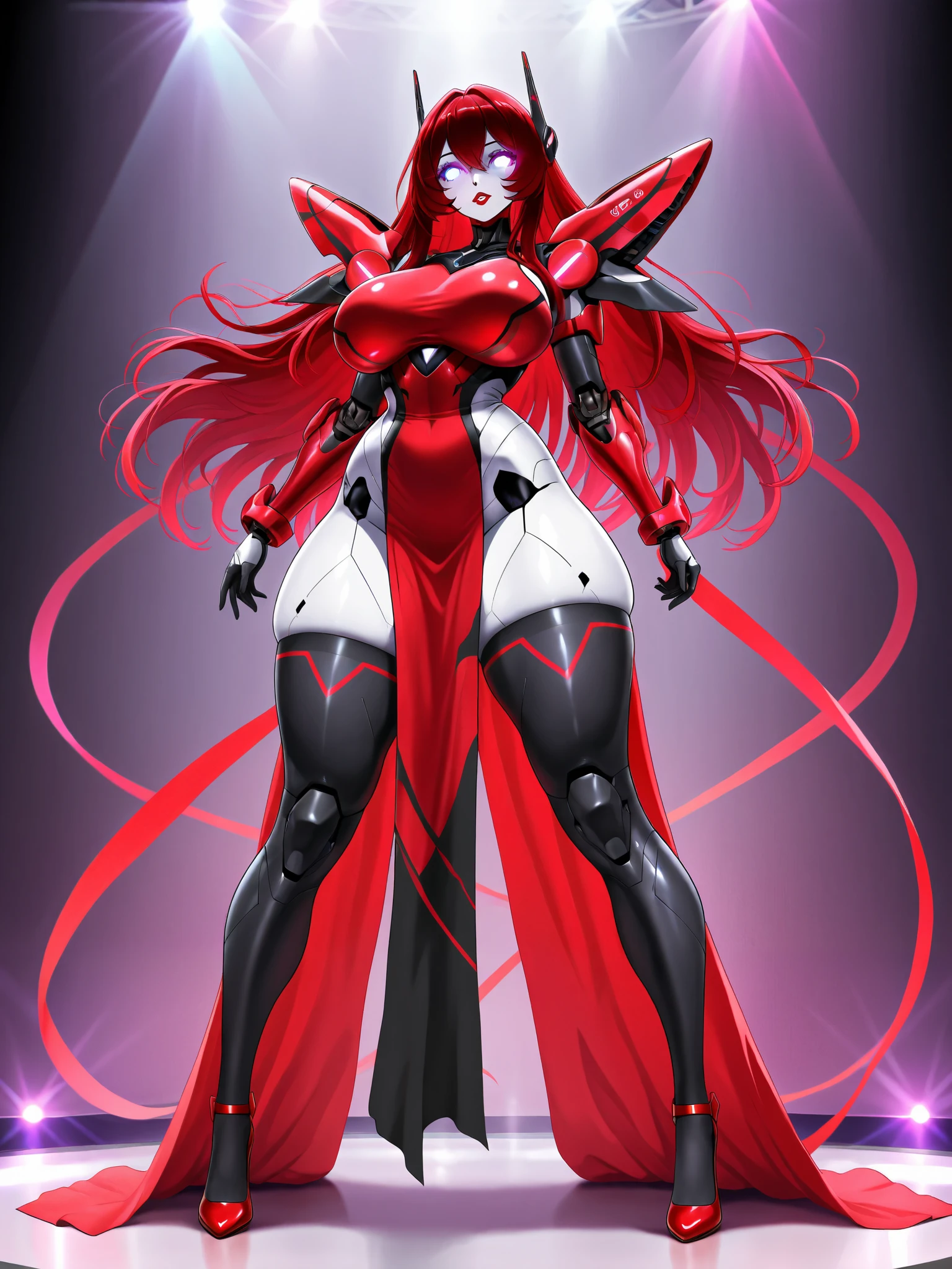 1girl,mature female,30s,sensual face,black armor,cleavage,medusa hair,sexy,pointy ears,(red skin,colored skin),night,red moon,night sky,floating,full body,smile,dancing on sky