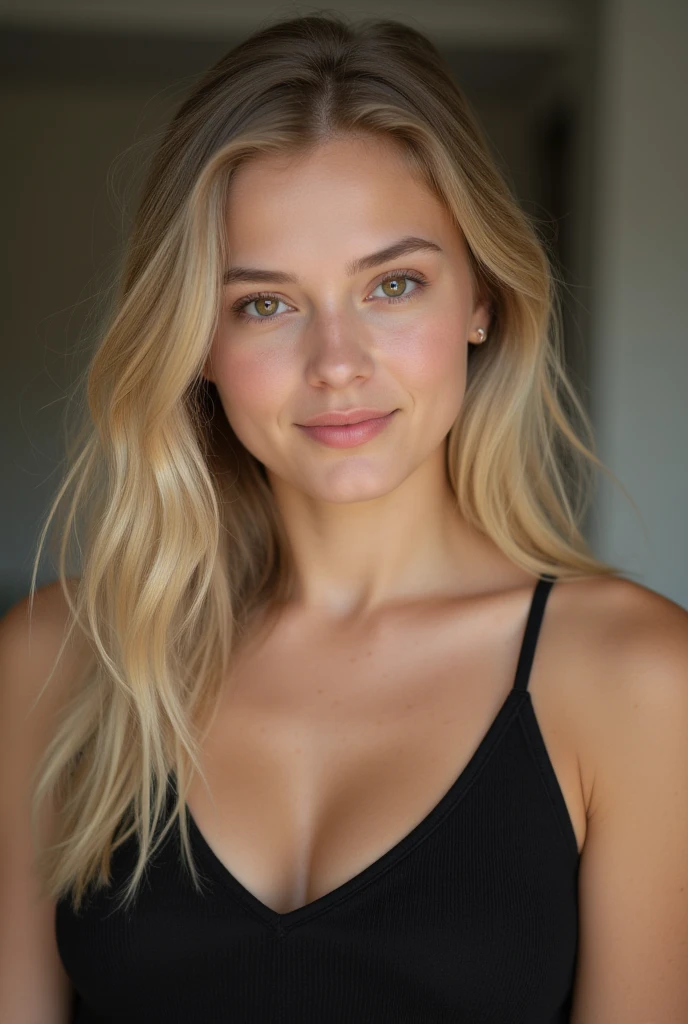 ;a beautiful norwegian ager, Petits seins, corps mince des coureurs, visage mince, robe complexe, souriant, natural lips, short blonde hair with side cut, yeux bleu-gris, Realism, digital painting, art conceptuel, lisse, Sharpness, Rule of thirds, Style-Psycho, Norwegian fjord in the background, natural light