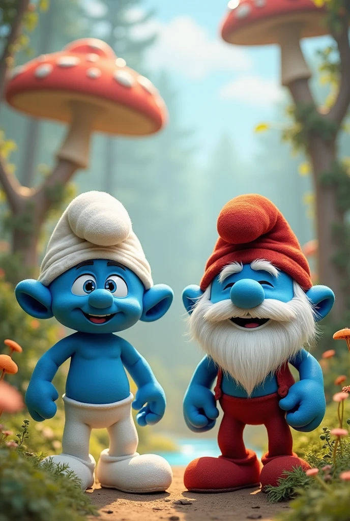 Boy fighting with Smurfette mocking a blind man
