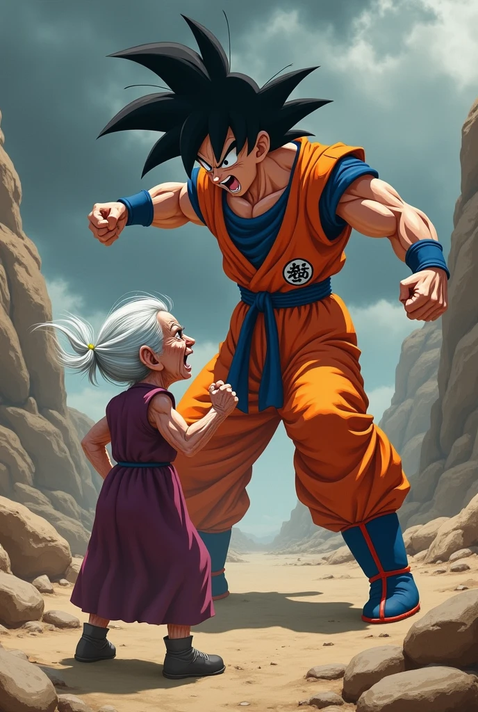 GOKU beating an old woman