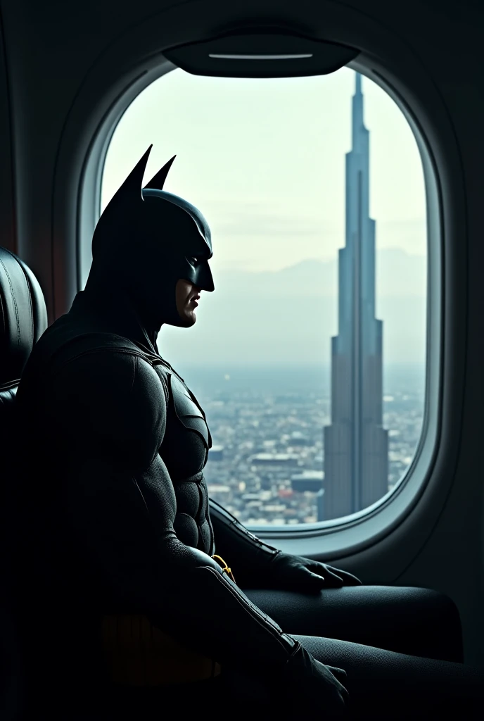 Make Batman depressed in space looking at earth,in black and white
