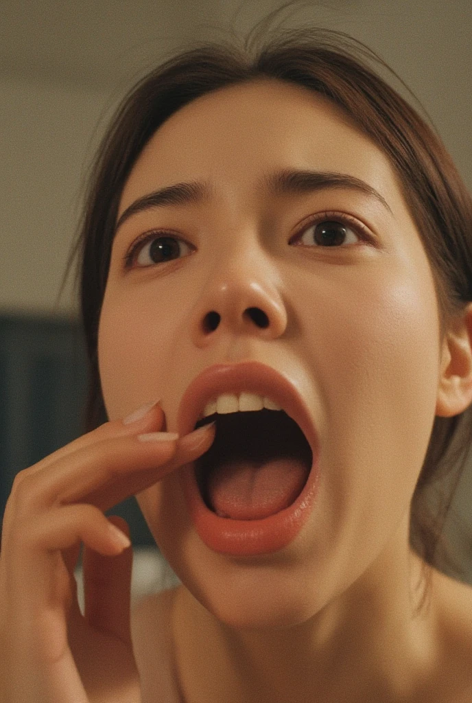 Woman on knees, oval face, crying, sad, distressed, sexy body, brown long hair, (looking at viewer), makeup, fit, erotic body, Cleavage, Cosplay, Tongue out, (best quality,4k,8k,highres,masterpiece:1.2), ultra-detailed, (realistic,photorealistic,photo-realistic:1.37), HDR, UHD, studio lighting, ultra-fine painting, sharp focus, physically-based rendering, extreme detail description, professional, Pastel colors, bokeh, portraits, landscape, horror, anime, sci-fi, photography, concept artists, warm, soft lighting,Grasping hand