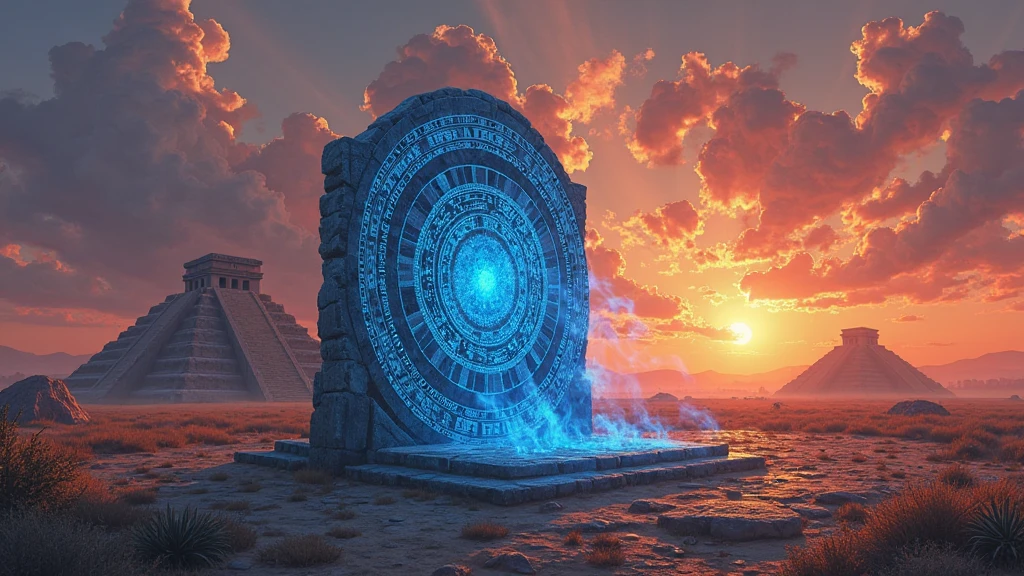 an illustration of an Aztec calendar stone by James Gurney, positioned ...