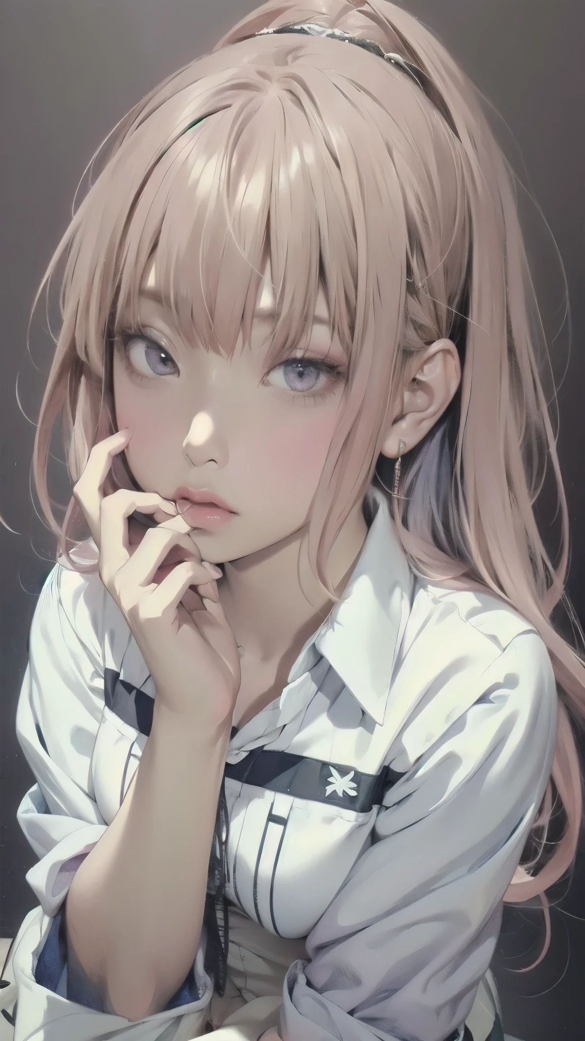 Anime girl with purple hair and white shirt eating an ice bar, Gwaiz, Gap moe yandere, Bewitching Anime Girl, cute girl anime visual, anime moe art style, Hajime Yatate, Smooth Anime CG Art, Detailed Anime Character Art, Hanayamata , Gap moe yandere grimdark, when it's wet from your body、Cute Anime Girl, Beautiful and detailed animated art