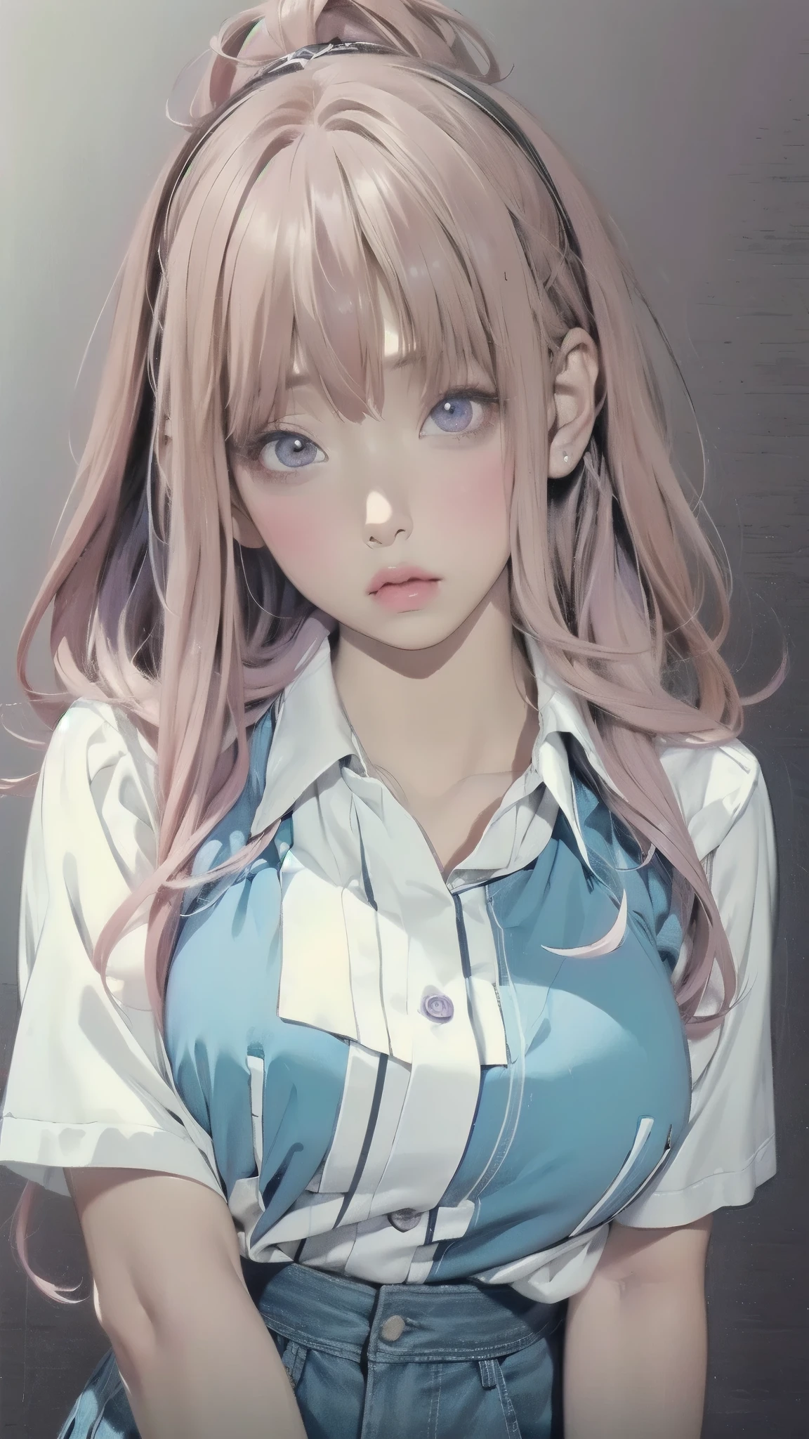 Anime girl with purple hair and white shirt eating an ice bar, Gwaiz, Gap moe yandere, Bewitching Anime Girl, cute girl anime visual, anime moe art style, Hajime Yatate, Smooth Anime CG Art, Detailed Anime Character Art,  Hanayamata , Gap moe yandere grimdark, when it's wet from your body、Cute Anime Girl, Beautiful and detailed animated art