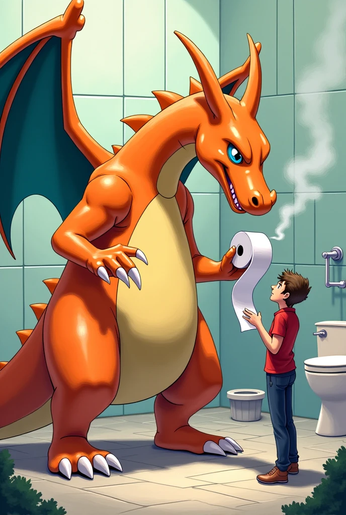 A male, fat, large, naked, extremely obese, doctor Charizard, with a giant hyper penis and nipples, large testicles, Large Charizard is ejaculating an extreme amount of sperm from the penis with immense pleasure, Large Charizard is wearing glossy light-blue rubber gloves on the hands around the wrists, wearing glossy light-blue rubber gloves on the feet around the ankles, Large Charizard is wearing a thick glossy black leather dog collar around the neck, Large Charizard is wearing a glossy white lab coat, Large Charizard is wearing a lab coat and black leather dog collar at the same time, thick black dog collar is rubber in texture, light-blue gloves are rubber in texture, sperm is sticky in texture, Large Charizard is clutching penis with hand, rubbing penis with hand, clenching teeth, orgasm face, evil grin, rubber gloves go up to the wrists, rubber gloves go up to the ankles, lab coat is rubber in texture, lab coat and dog collar are worn at the same time. A second male doctor Charizard with a penis and biceps wearing light-blue rubber gloves and a thick leather dog collar around the neck helping the larger doctor Charizard ejaculate extreme amounts of sperm from the penis, second doctor Charizard is wearing a glossy white lab coat and leather dog collar at the same time, second doctor Charizard is rubbing the larger doctor Charizard's penis, second doctor Charizard is shoving his penis inside the larger doctor Charizard's penis, second doctor Charizard is examining the larger doctor Charizard's penis, second doctor Charizard is harvesting the sperm from the large Charizard's penis with a penis milker, second doctor Charizard stroking the larger doctor Charizard's penis, leather collar is shiny and extremely detailed, gloves are rubber in texture and extremely detailed, penis has a large vein, larger doctor Charizard is having his penis pampered by the second doctor Charizard, second doctor Charizard is examining the larger doctor Charizard's penis by rubbing it.