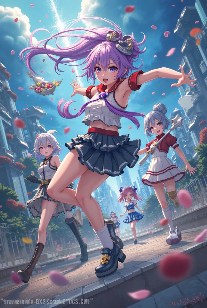 detailed background、highest quality、teenage beauty((3 people:1.5))、cute hairstyle、Japanese:1.5,huge breasts、smile、(very tight magical girl:1.4)、Choose tight magical girl clothes with floral patterns or pastel colors、Pair your feet with flat sandals or sneakers..、Add accents with a basket bag or headband、By incorporating spring-like bright colors and patterns,Creates a gorgeous and cute impression,(Armpit milk:40%),(Underboob:70%)
,(skirt lift:40%)