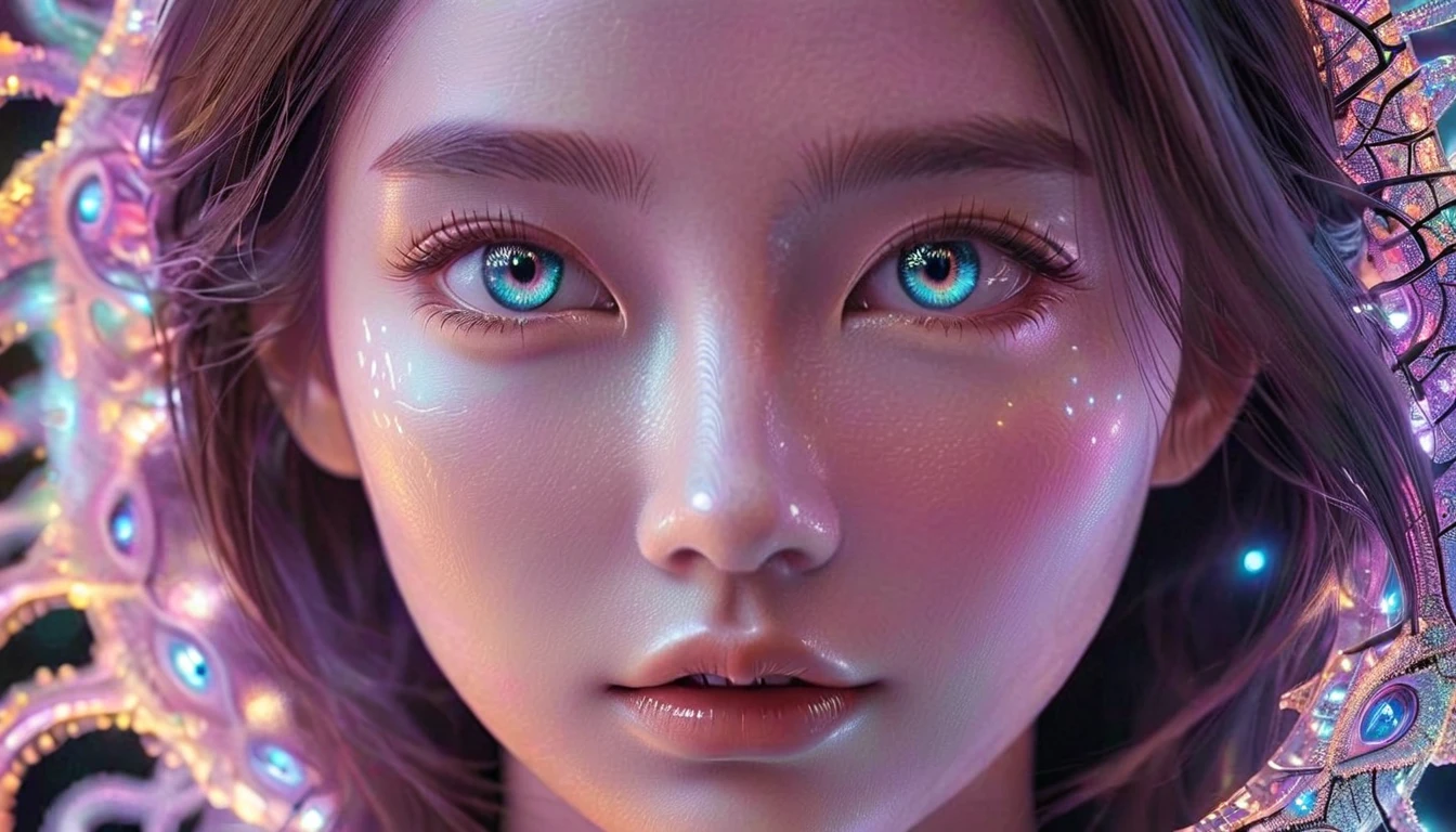 a very beautiful dreamy hyper realistic portrait of a beautiful! glass woman made of transparent glossy glass skin surrounded with glowing butterflies, rendered by beeple, by makoto shinkai, syd meade, space art concept, sci - fi, digital art, unreal engine, wlop, trending on artstation, 4 k uhd image, octane render
