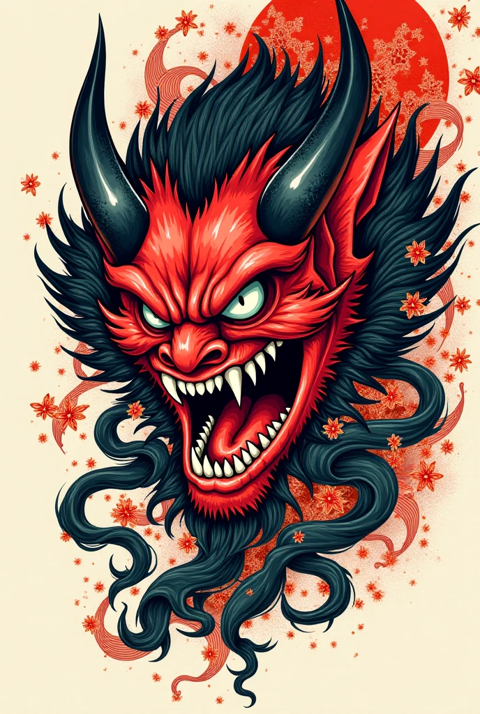 Illustration of Hannya mask, red mask, japanese art style, inspired by kawanabe kyōsai, mysterious, (Unity 16K Wallpaper, masterpiece, Best Quality, high quality, Ultra-detailed, extremely details CG)