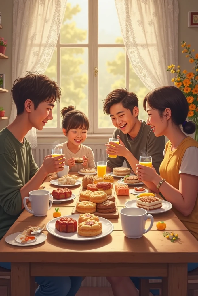 lunch table with breakfast