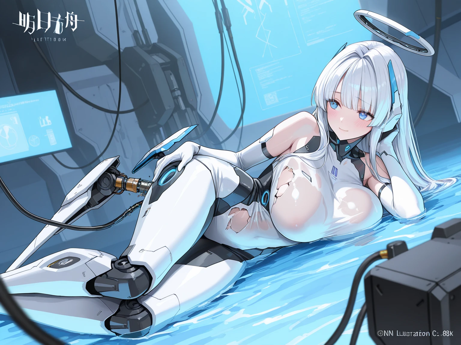 hentai, art, 8k, masterpiece, 1girl, (rolling_eyes), (crouching) ((exposed_pussy)), sex, wet, ((spreaded_legs), (hands_behind_head),, green_lightnings, (Fu_Hua), (Herrscher_of_Sentience), grey_hair, red_eyes, (large_breasts), (plug_suit), (greek_clothing), white_bodysuit, glowing_bodysuit, pink_accents, green_crystal_on_chest,