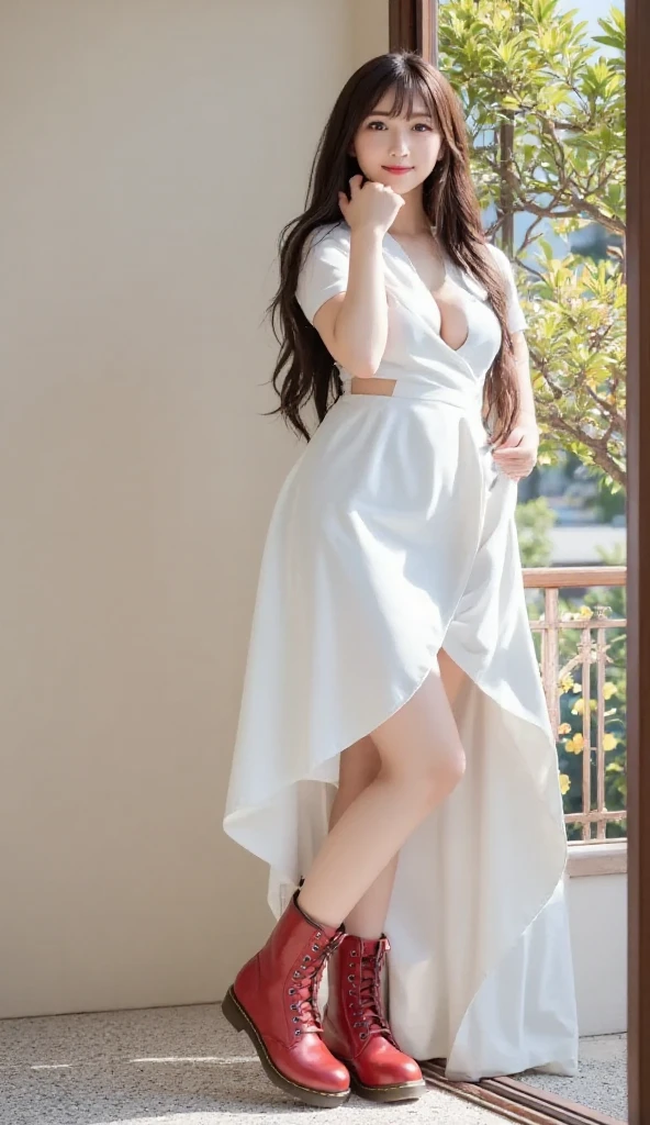 (Best Quality, 8K, masutepiece, Ultra HD: 1.3), 1girl in, agalactia ,light brown hair, Blunt bangs, hair behind ear, hair over shoulder, Long hair, slender body shape, Ultra Fine Face, Delicate lips, Beautiful eyes, Double eyelids, lipsticks, thin blush ,eyes are light brown ,perfect glossy skin,flawless skin fair white skin ,Glistening sweat,Embarrassed look, Ultra-thin hands, Ultra-fine fingers, best ratio four finger and one thumb, (realisitic:1.3),Finger Extensions, the see-through white shirt, White see-through tight skirt , Slender and beautiful legs ,a white choker,Low Heels. Sitting on a white carpet,bamboo forrest