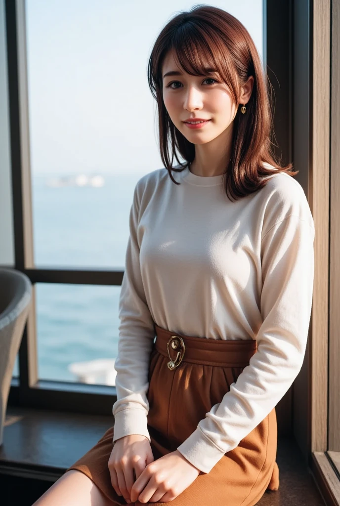 The sky turns red、Wet white t-shirt and jeans、、Light brown hair、Elegant hairstyle、Blue Eyed Woman、A woman with a cute upward gaze、When the sky gets dark、The sky turns red as the sun sets、Tight clothing that shows your body lines、、Elegant summer knitwear、Elegant summer sweater、Leather Belt、Short skirt、Dress elegantly着こなす、Luxury Bagedium Shorthair:1.4))、The sun shines on her、Light brown hair、Light brown hair、The sky was dyed red、There are clouds、private's cute、彼女のAmple breastsは服の上からでも明らかです.、輝く太陽はとてもbeautiful、Dusk is approaching、Lens flare、You can see the sunset、((Sunlight reflecting off the ocean、Ocean View、The sun shines on the ocean、'beautiful.、Small earrings、private'evening、Birds are also flying、、Brown Hair Color、Tying up hair、The woman is on the right:1.4))、Luxury Leather Belts、Shiny clothes、Light beige hair color、Background Blur、Braid only the front hair、Light brown hair、{{Cowgirl Shot}}、((Close-up shot from the waist up、Ample breasts:1.4))、にっこりsmile、Silk clothing、服からでも分かるAmple breasts、Braid only the front hair、Cowboy Shot、Gorgeous white collared silk shirt and brown skirt、Dress elegantly、Luxury Bags、素敵なsmile、((Ample breasts))、Full body photo、ring、Short skirt、Tuck your hair behind one ear、Silver Necklace、smile、 Elegant ponytail、Caustics、Highly detailed photos、Very beautiful and ideal short hair、Super no makeup、(8K、RAW Photos、Highest quality、masterpiece:1.2)、(Realistic、Realistic)、1 Girl、((Medium Short Hair、Looking into the camera:1.4))、Hair blowing in the wind