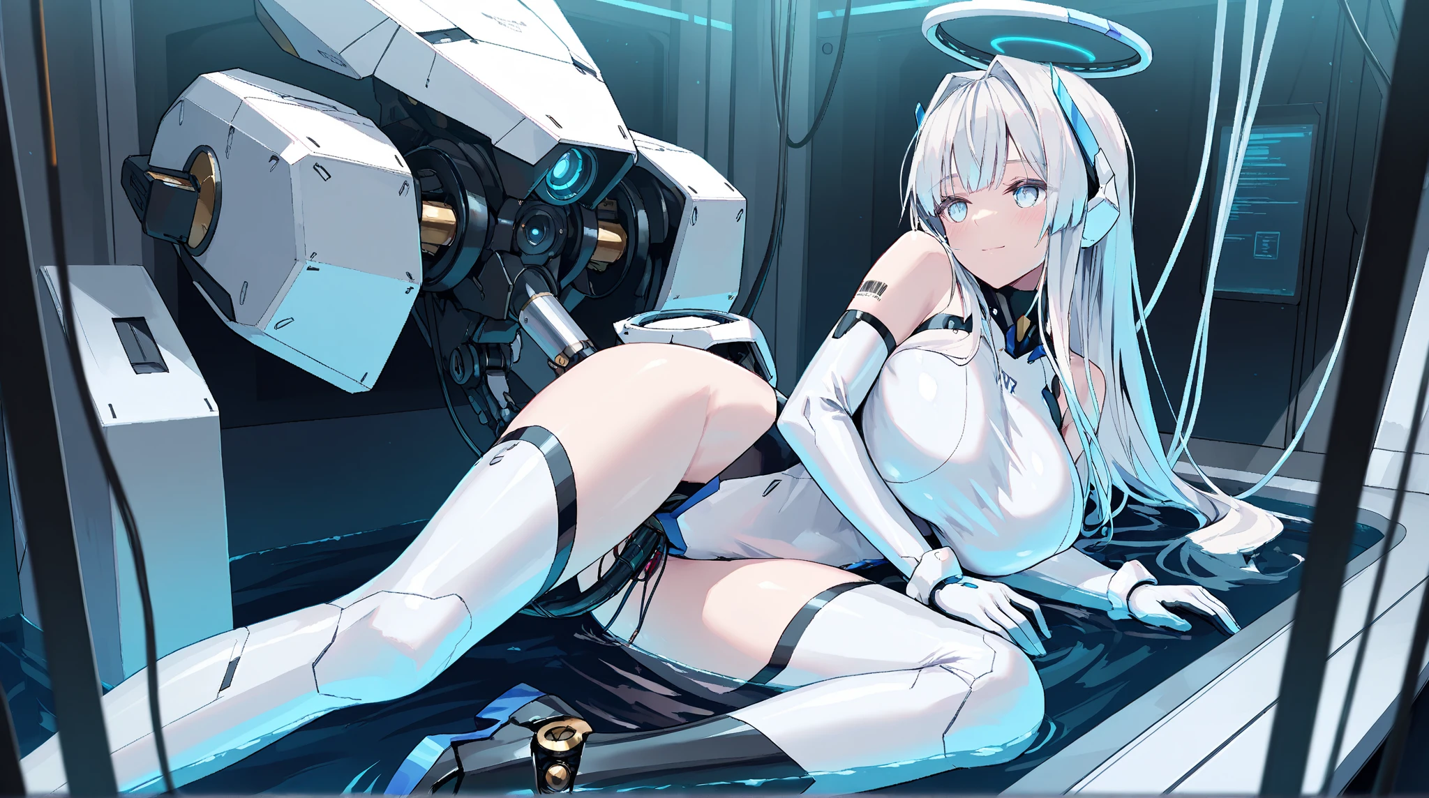 Android, cyborg, highres, beautiful, machine_girl, broken, damaged ...