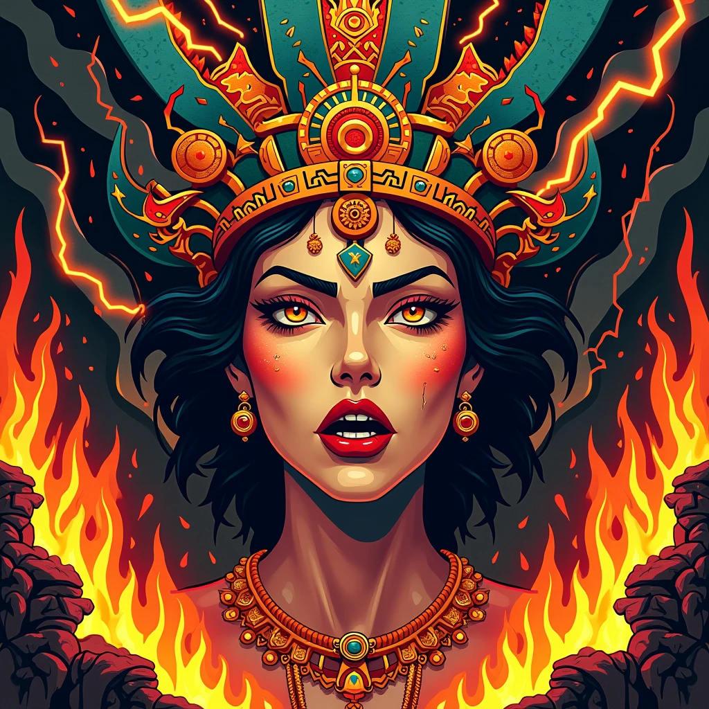Create colorful Bansky-style art for poetry: IANSÃ commands the winds
And the strength of the elements
At the tip of your guilder
She's a beautiful girl
When the sky falls
Always the beginning and the end black
Front view
skin White
background white
