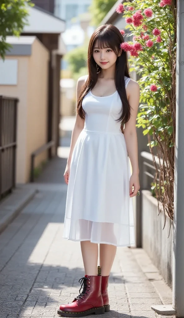 1girl,highres, high quality, masterpiece, bare shoulder, white dress, breakwater