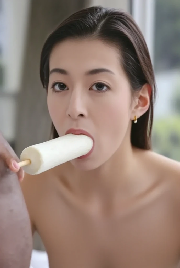 nympho thailand black jet hair schoolgirl , pigtailed tattoed and pierced, vaginal insert dildo, spitting bukkake fetish milk and honey shower, naked