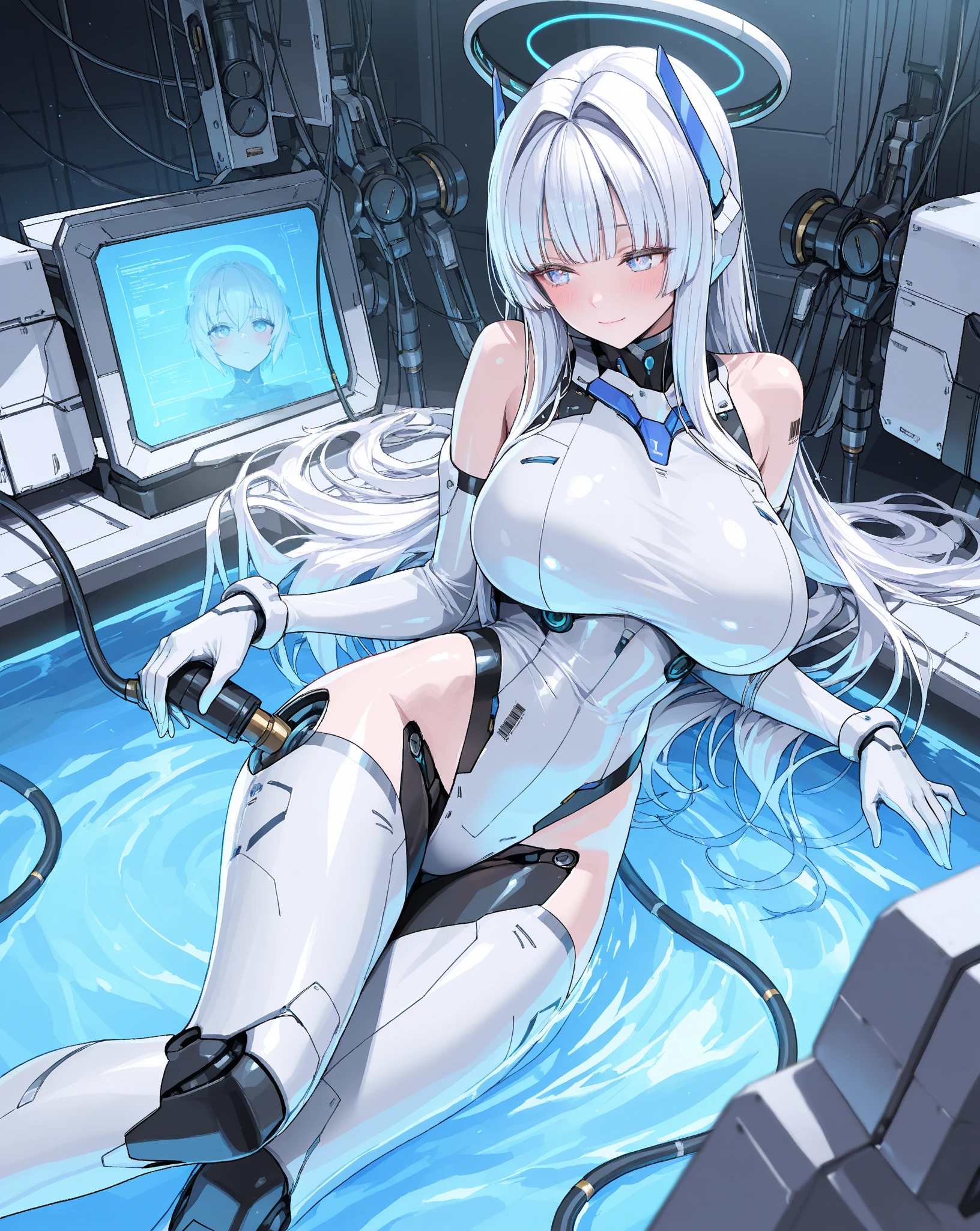 Android, cyborg, highres, beautiful, machine_girl, broken, damaged ...